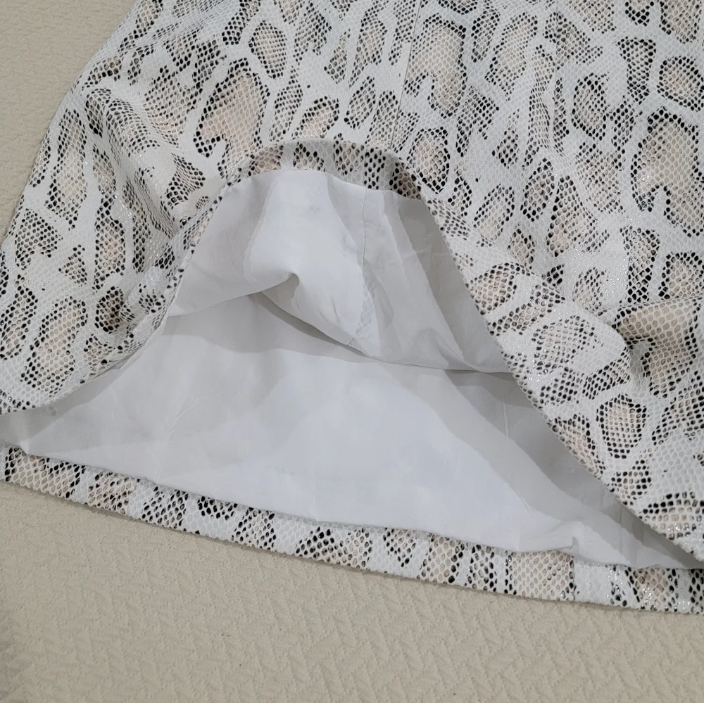 Fate Snakeskin Print Skirt ivory tan brown Size Small
